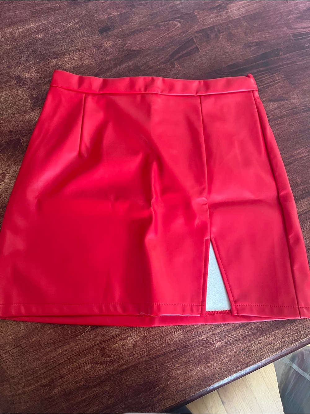 SHEIN Red Mini Skirt with Front Slit Detail